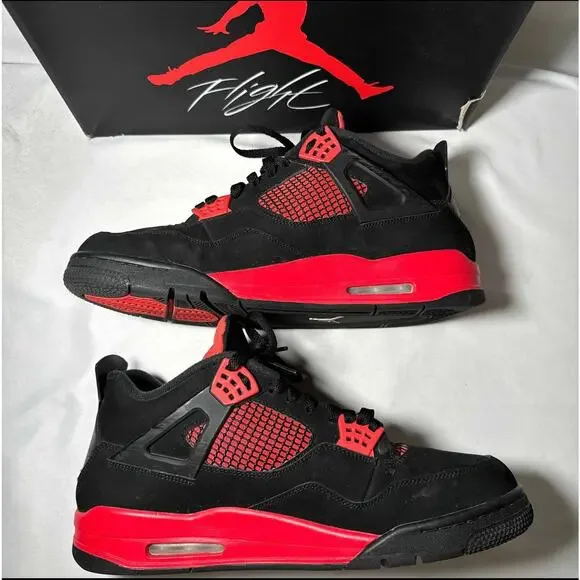 Size 14 - Nike Air Jordan 4 Retro Red Thunder Men's Shoes Ships Now